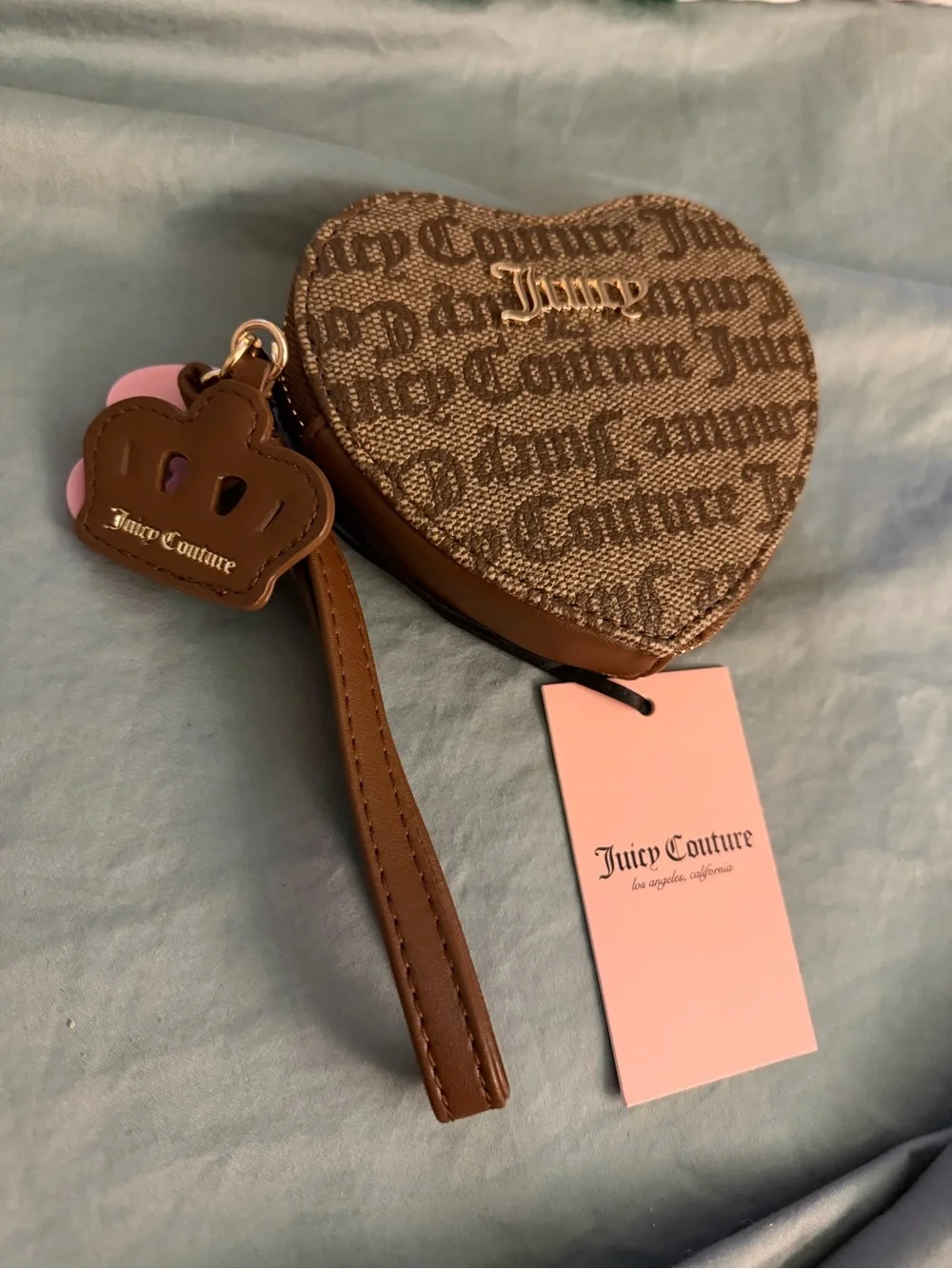 Juicy Couture Brown Heart Wristlet Coin Purse NWT